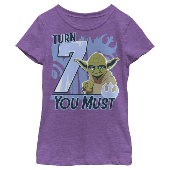 Girl's Star Wars Yoda Turn You Must Rebel Logo Portrait  Graphic Tee Purple Berry X Large