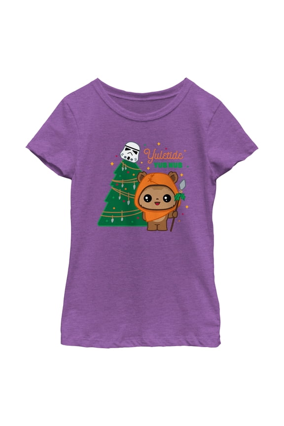 Girl's Star Wars Yuletide Yub Nub Graphic Tee Purple Berry Small