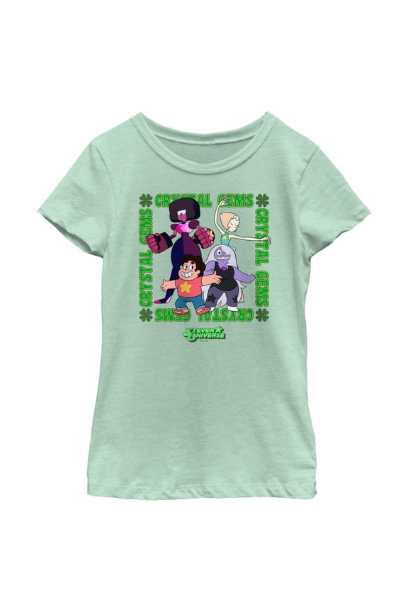 Girl's Steven Universe Crystal Gems Frame Graphic Tee Mint Small
