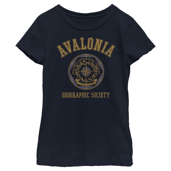 Girl's Strange World Avalonia Geographic Society Graphic Tee Navy Blue Medium