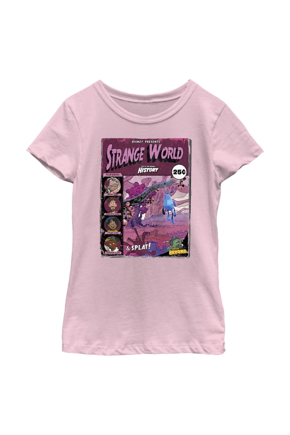 Girl's Strange World Comic Book Cover Graphic Tee Light Pink Large