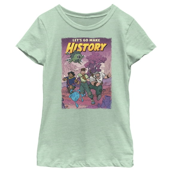 Girl's Strange World Let's Go Make History  Graphic Tee Mint Medium