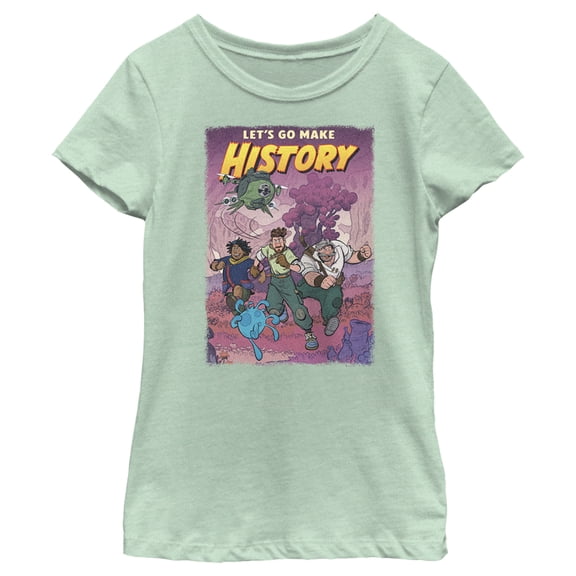 Girl's Strange World Let's Go Make History  Graphic Tee Mint X Large