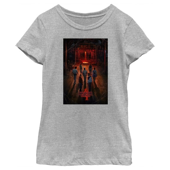 Netflix Girl's Stranger Things Caution Creel House Rift Poster Graphic T-Shirt