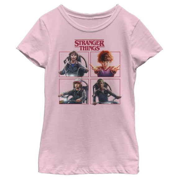 Netflix Girl's Stranger Things Character Squares Graphic T-Shirt