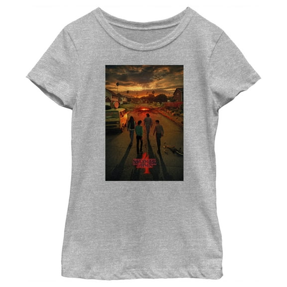 Netflix Girl's Stranger Things Four Friends Rift Apocalypse Poster Graphic T-Shirt