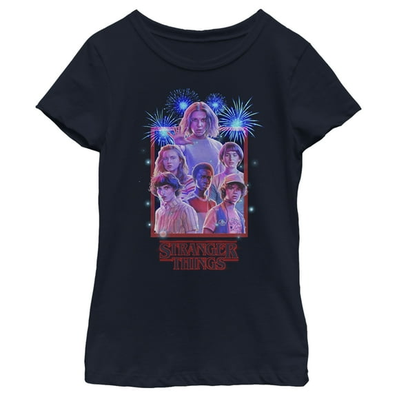 Netflix Girl's Stranger Things Fourth of July Character Frame Graphic T-Shirt