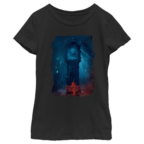 Netflix Girl's Stranger Things Grandfather Clock Graphic T-Shirt