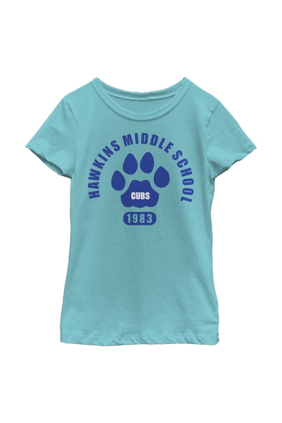 Netflix Girl's Stranger Things Hawkins Middle School Cubs 1983 Graphic T-Shirt
