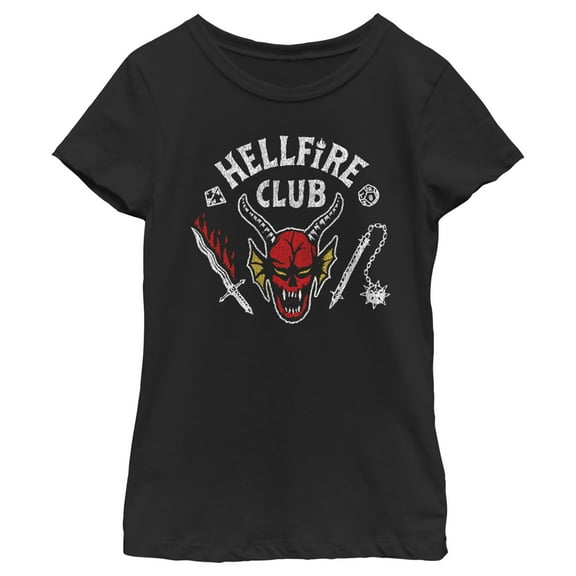 Netflix Girl's Stranger Things Hellfire Club Costume Graphic T-Shirt
