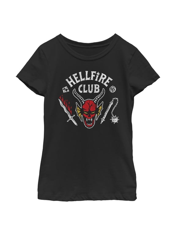 Netflix Girl's Stranger Things Hellfire Club Costume Graphic T-Shirt