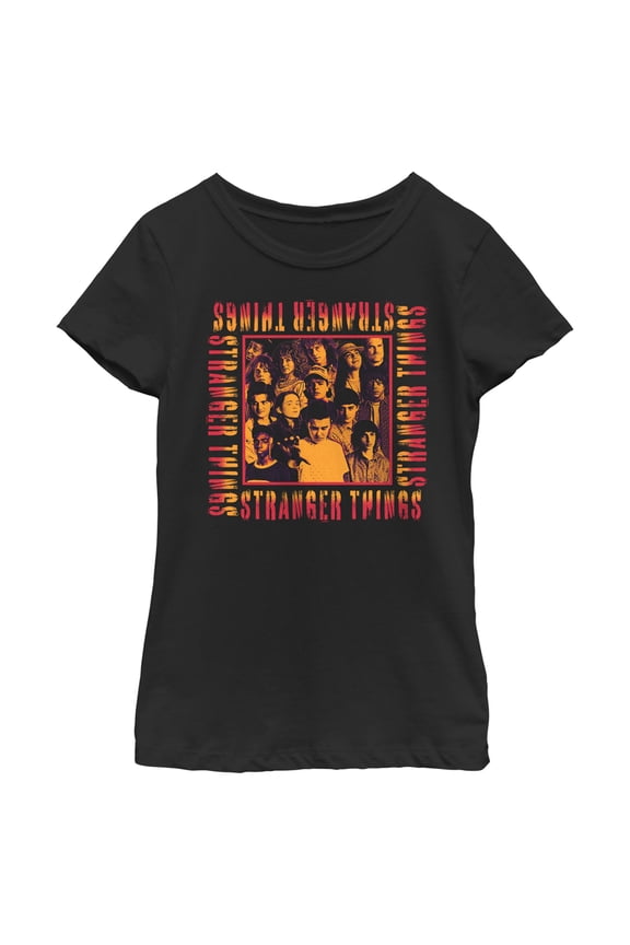Netflix Girl's Stranger Things Orange Group Shot Boxed Up Graphic T-Shirt