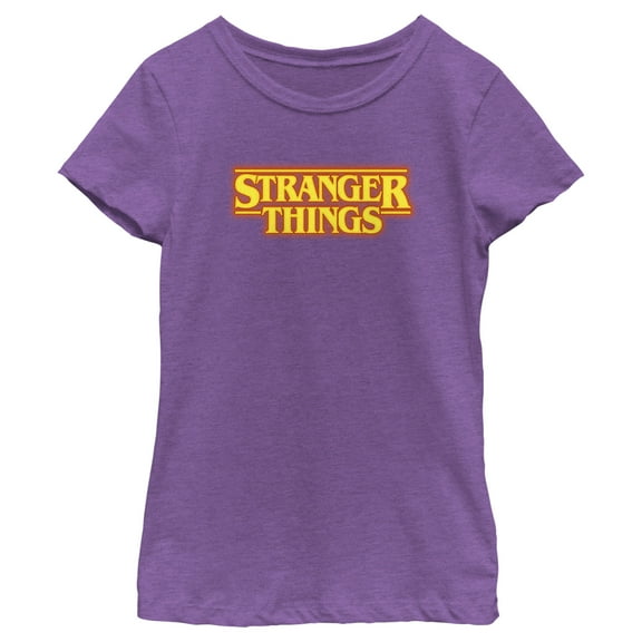Stranger Things Girls' Graphic Tee - Orange Logo T-Shirt,