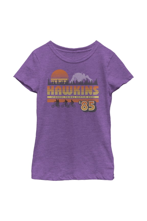 Netflix Girl's Stranger Things Retro Hawkins Bikers Graphic T-Shirt