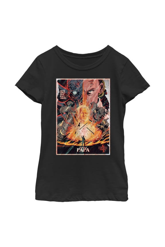 Netflix Girl's Stranger Things Retro Papa Poster Graphic T-Shirt