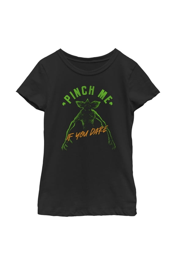 Netflix Girl's Stranger Things St. Patrick's Day Demogorgon Pinch Me If You Dare Graphic T-Shirt