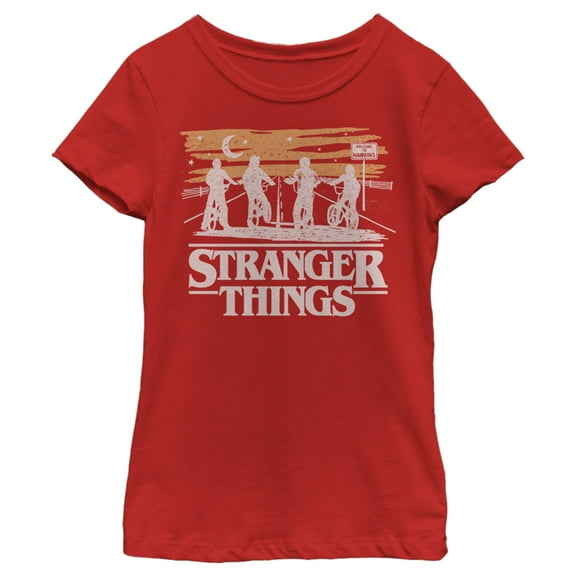 Netflix Girl's Stranger Things Starry Bike Ride Graphic T-Shirt