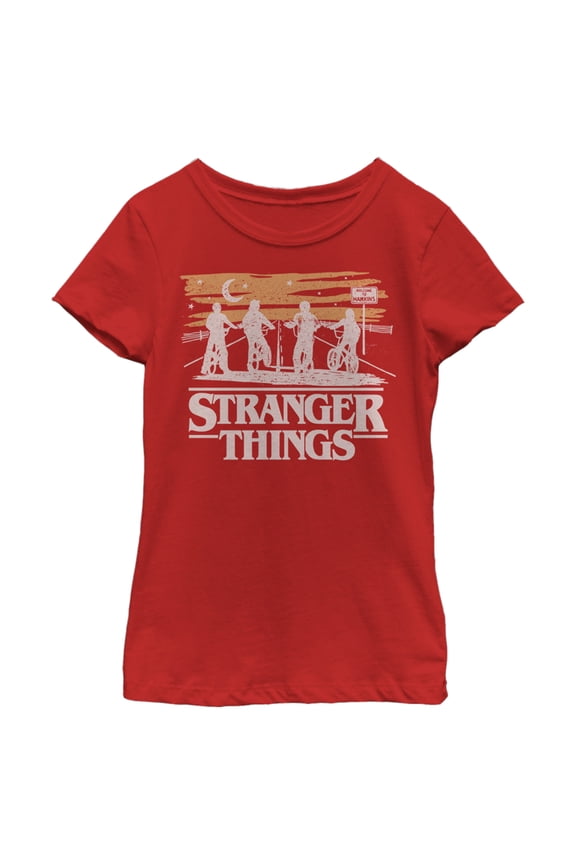 Netflix Girl's Stranger Things Starry Bike Ride Graphic T-Shirt