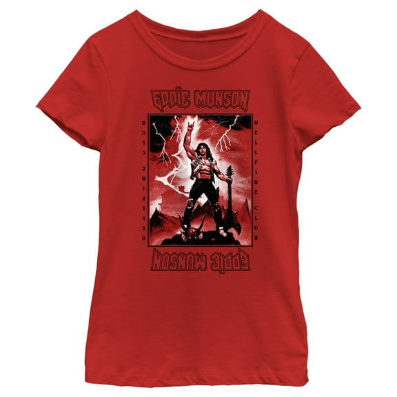 Netflix Girl's Stranger Things White Hellfire Club Rockstar Eddie Munson Graphic T-Shirt