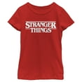thumbnail image 1 of Netflix Girl's Stranger Things White Logo Graphic T-Shirt, 1 of 5