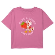 Girl's Strawberry Shortcake Distressed Have a Berry Nice Day Crop Graphic Tee Light Pink X Large