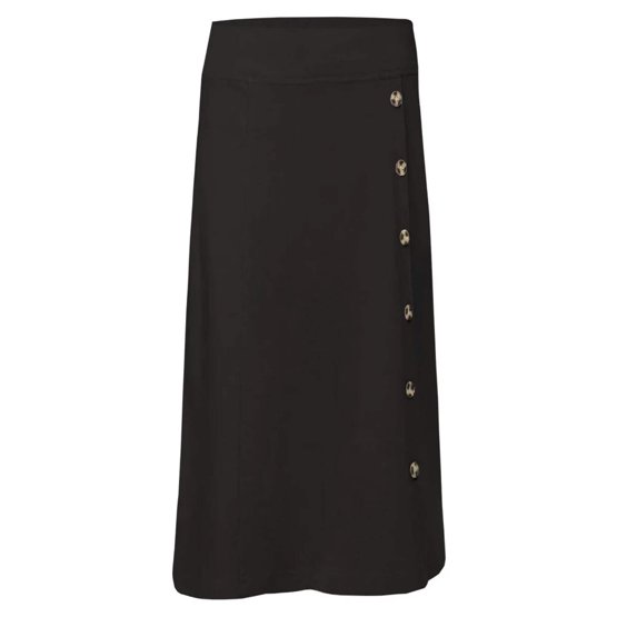 Girl's Stretch Cotton Knit Faux Button Front Ankle Length A-Line Skirt