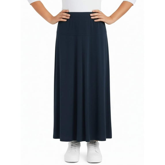Girl's Stretch Knit Fit and Flare A-Line Maxi Skirt