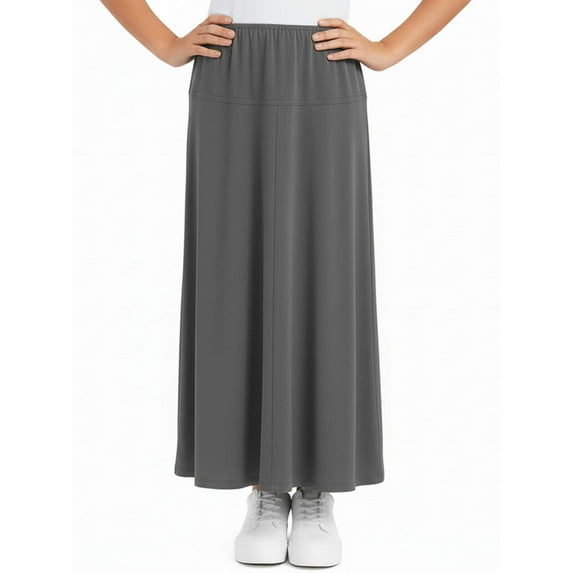 Girl's Stretch Knit Fit and Flare A-Line Maxi Skirt