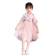 Girl's Summer Dresses Chinese Style Princess Dresses Tang Dynasty Clothing Chiffon Skirt
