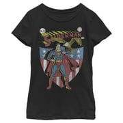 Girl's Superman All-American Hero Graphic Tee Black Medium