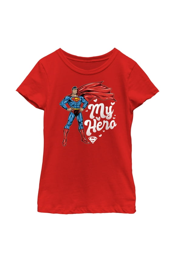 Girl's Superman My Hero Graphic Tee Red Medium
