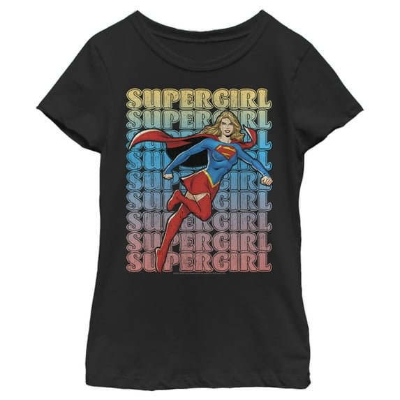 Girl's Superman Super Girl Vintage Graphic Tee Black Small