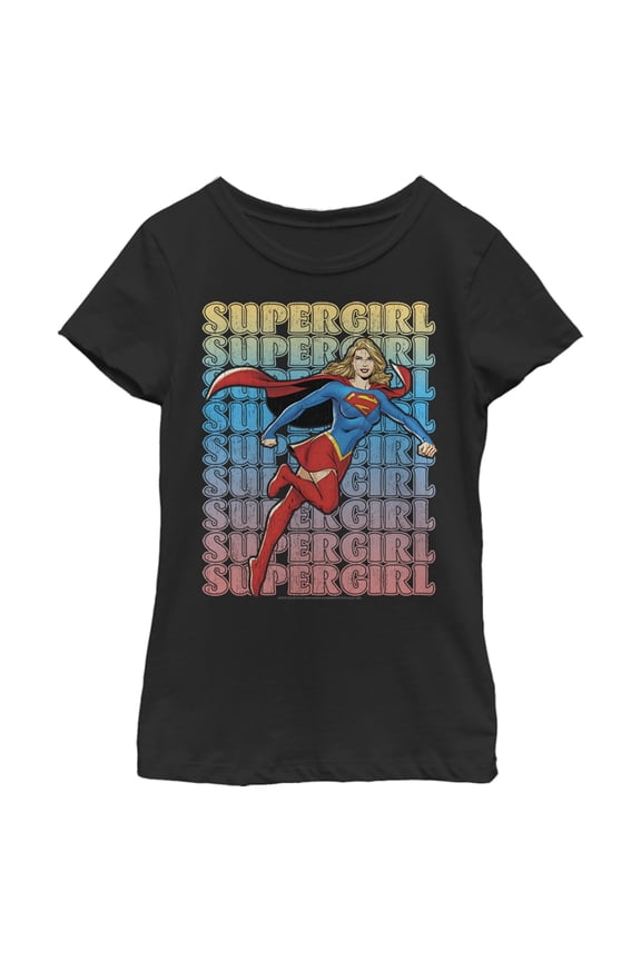 Girl's Superman Super Girl Vintage Graphic Tee Black Small