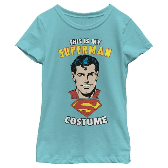 Girl's Superman This is My Hero Costume Graphic Tee Tahiti Blue X Small