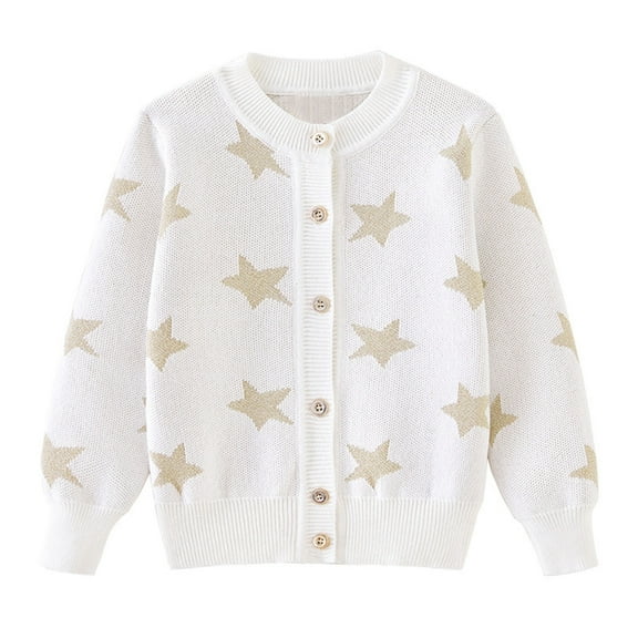 Girl's Sweater Cardigan Long Sleeve Button Knit Stars Spring Cute School Uniforms Toddler Outerwear Blouse