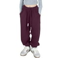 thumbnail image 1 of Girl's Sweatpants Baggy Loose Fit Skateboard Denim Pants Streetwear Relaxed Loose Casual Travel Pants Trousers for School, 1 of 1