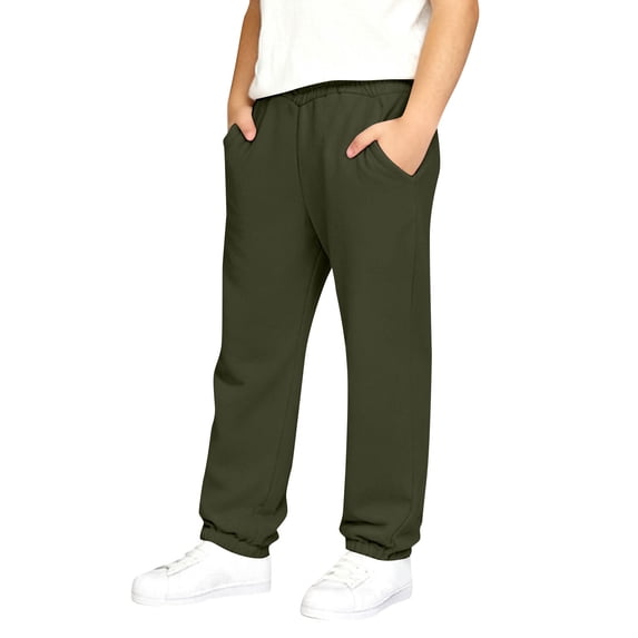 Girl’s Sweatpants Crossover Elastic Waist Sport Casual Pants with Pockets Fall Straight Leg Outdoor Workout Long Trousers,14-16 Years