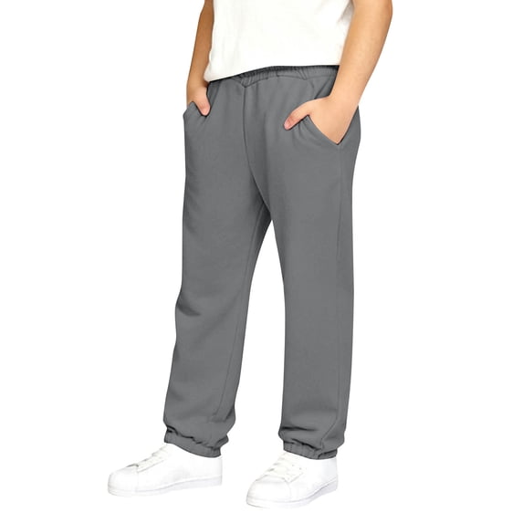 Girl’s Sweatpants Crossover Elastic Waist Sport Casual Pants with Pockets Fall Straight Leg Outdoor Workout Long Trousers,7-8 Years