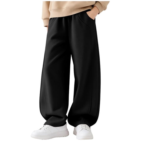 Girl's Sweatpants Kids Baggy Wide Leg Elastic Waist Track Pants Athletic Joggers With Pockets