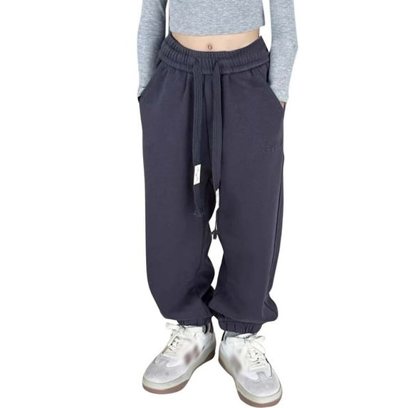 Girl's Sweatpants Loose Fit Skateboard Denim Pants Streetwear Soft Loose Casual Travel Pants Trousers Children's Joggers