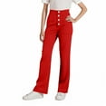 thumbnail image 1 of Girl's Sweatpants Wide Leg Pant with Pockets Button Adjustable Stretch High Waist Flared Pants Casual Trousers（4-15Y）, 1 of 7