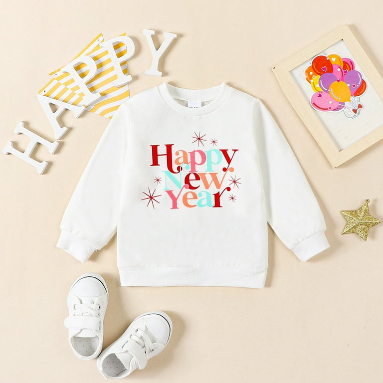 Girl s Sweatshirt For Size 12 18 Months Toddler Boys Girls Winter Long Sleeve New Year Tops Sweatshirt Clothes Letter Printing Pullover Walmart