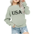 thumbnail image 1 of Girl's Sweatshirts Love Letter Graphic Cotton Drop Shoulder Long Sleeve Crewneck Pullover Kids Valentines Blouse, 1 of 7