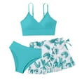 thumbnail image 1 of Girl's Swimsuits Toddler 3 Pcs Solid Rullfe Briefs Bikini Set Swimming Suit, 1 of 5