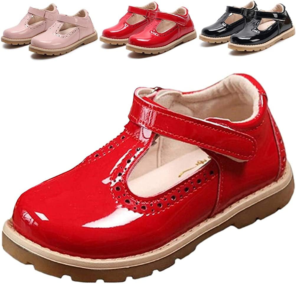 Girl's T-Strap School Uniform Dress Shoe Mary Jane Princess Flat ...