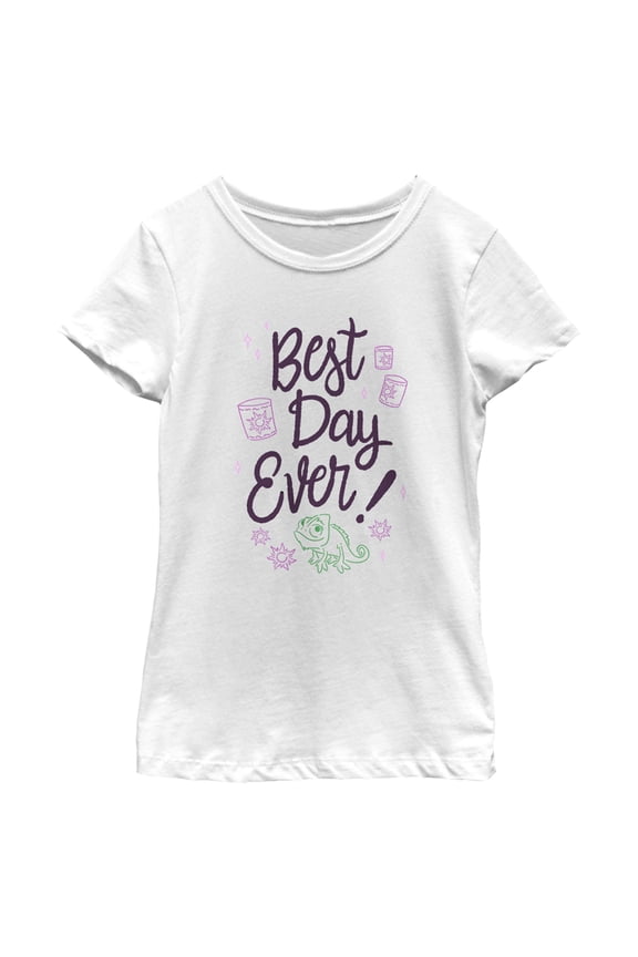 Girl's Tangled Best Day Ever Pascal  Graphic Tee White Small