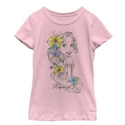 Girl's Tangled Flower Sketch  Graphic Tee Light Pink X Small