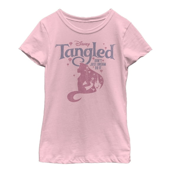 Girl's Tangled Rapunzel Silhouette Graphic Tee Light Pink X Large