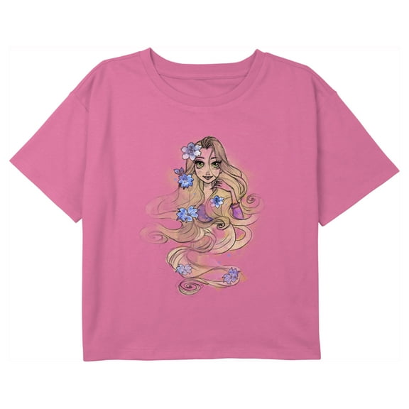 Girl's Tangled Rapunzel Sketch Graphic Cropped T-Shirt Light Pink X Large