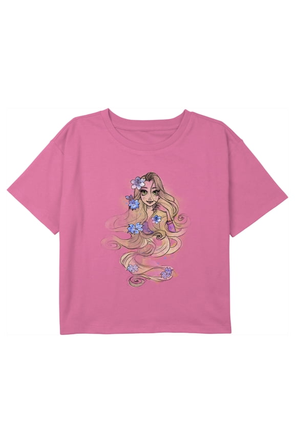 Girl's Tangled Rapunzel Sketch Graphic Cropped T-Shirt Light Pink X Large